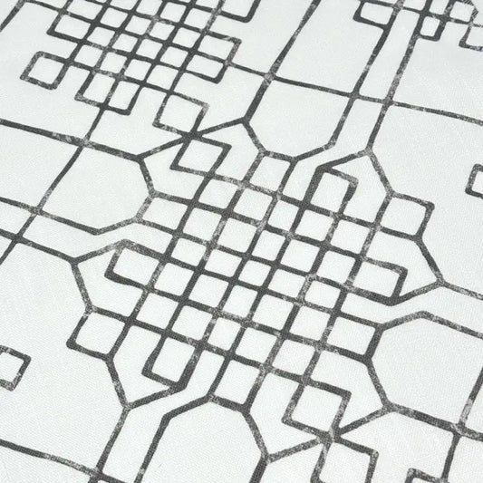 110" Extra Wide Geometric Infinity Knot Trellis Faux Linen Fabric By The Yard, 110"Width, CL1090