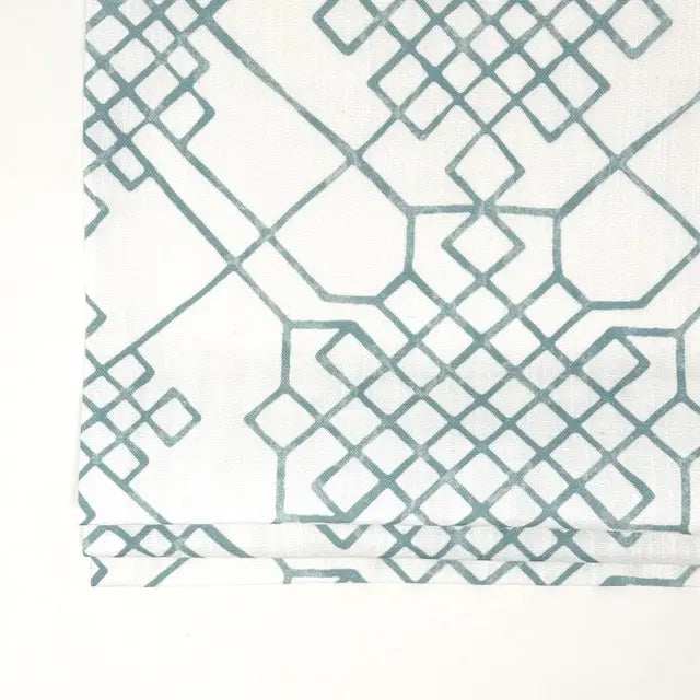 Geometric Infinity Knot Trellis Faux Linen Flat Roman Shade, CL1090
