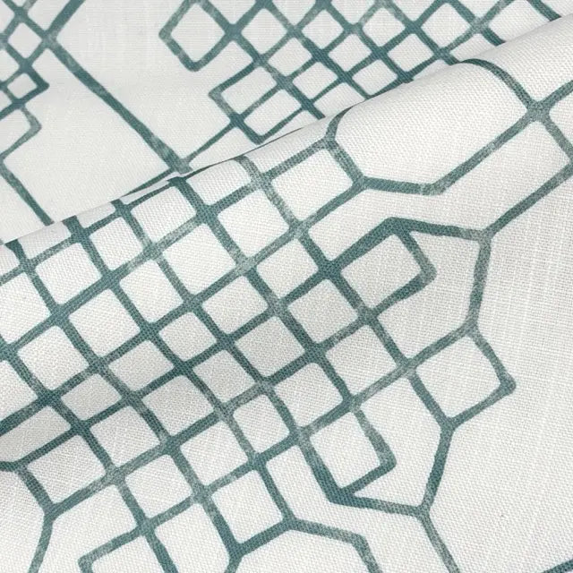 Geometric Infinity Knot Trellis Faux Linen Flat Roman Shade, CL1090