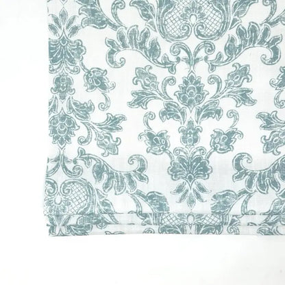 Distressed Damask Floral Faux Linen Flat Roman Shade, CL1091