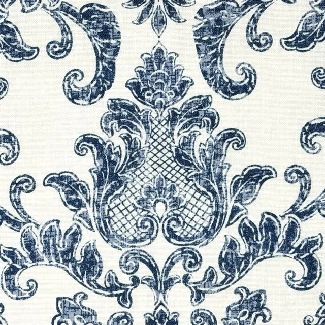 Distressed Damask Floral Faux Linen Flat Roman Shade, CL1091