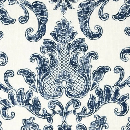 Distressed Damask Floral Faux Linen Flat Roman Shade, CL1091