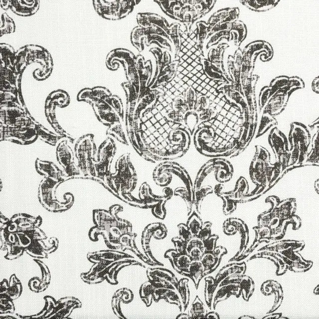 Distressed Damask Floral Faux Linen Flat Roman Shade, CL1091