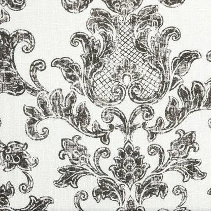 Distressed Damask Floral Faux Linen Flat Roman Shade, CL1091