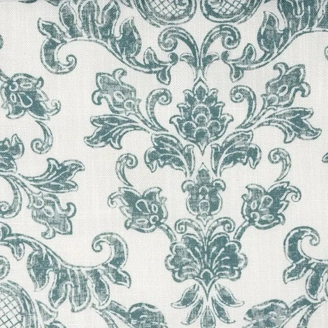 Distressed Damask Floral Faux Linen Flat Roman Shade, CL1091
