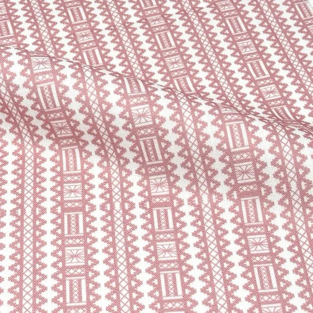 Geometric Folk Art Stripe Medium Weight Faux Linen Fabric By The Yard, 57"Width, CL1093