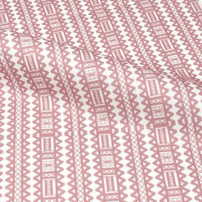 Geometric Folk Art Stripe Medium Weight Faux Linen Fabric By The Yard, 57"Width, CL1093