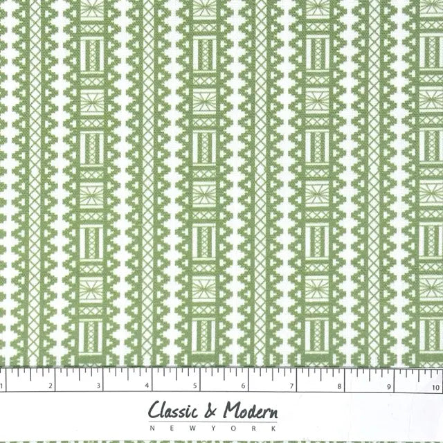 Geometric Folk Art Stripe Faux Linen Farmhouse Roman Shade, CL1093