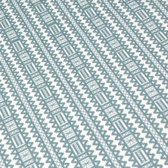 Geometric Folk Art Stripe Faux Linen Farmhouse Roman Shade, CL1093