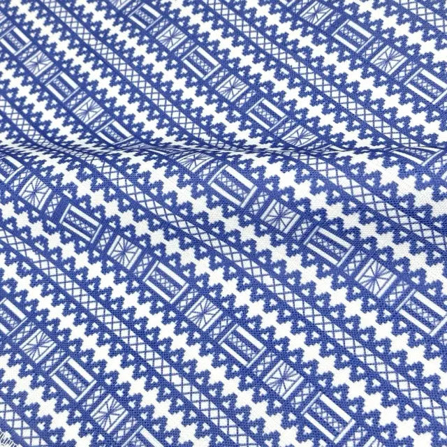 Geometric Folk Art Stripe Medium Weight Faux Linen Fabric By The Yard, 57"Width, CL1093