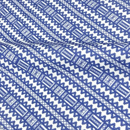 Geometric Folk Art Stripe Medium Weight Faux Linen Fabric By The Yard, 57"Width, CL1093
