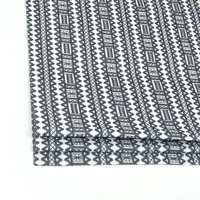 Geometric Folk Art Stripe Medium Weight Faux Linen Fabric By The Yard, 57"Width, CL1093
