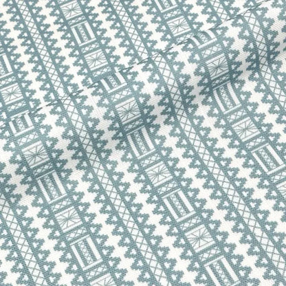 Geometric Folk Art Stripe Medium Weight Faux Linen Fabric By The Yard, 57"Width, CL1093