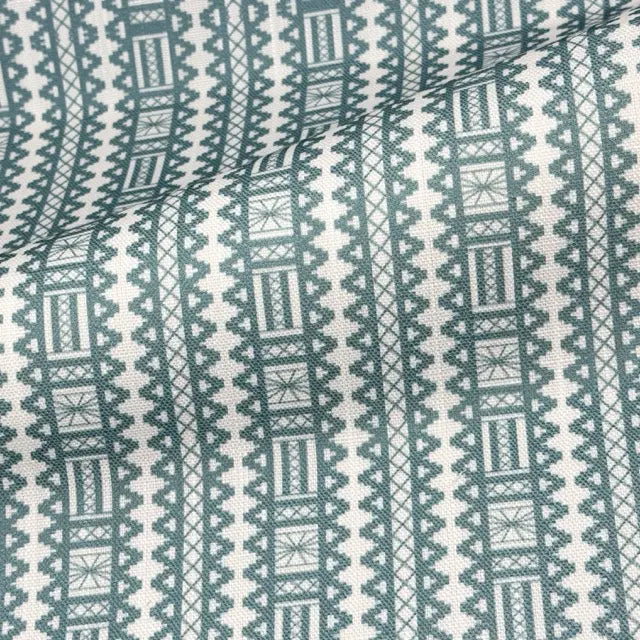 Geometric Folk Art Stripe Faux Linen Farmhouse Roman Shade, CL1093