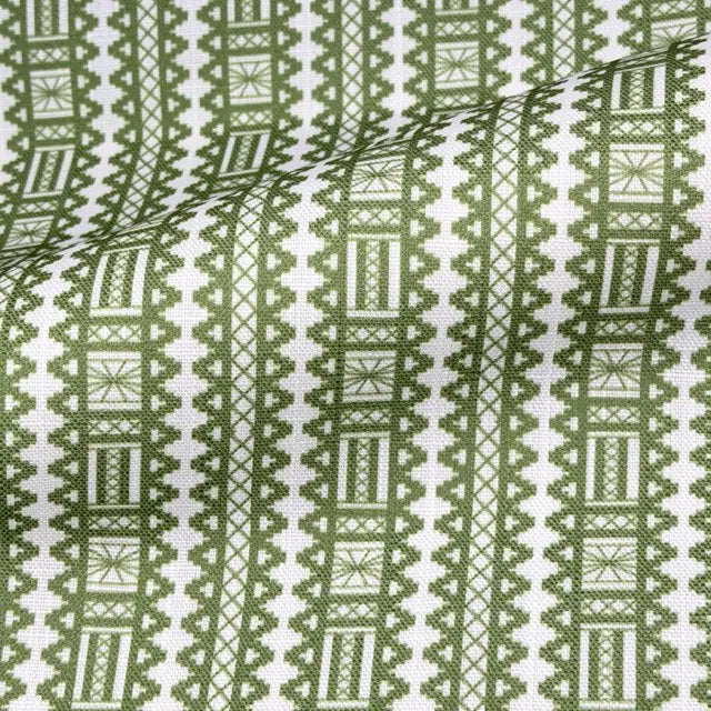 Geometric Folk Art Stripe Faux Linen Farmhouse Roman Shade, CL1093