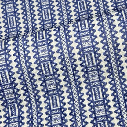 Geometric Folk Art Stripe Faux Linen Farmhouse Roman Shade, CL1093