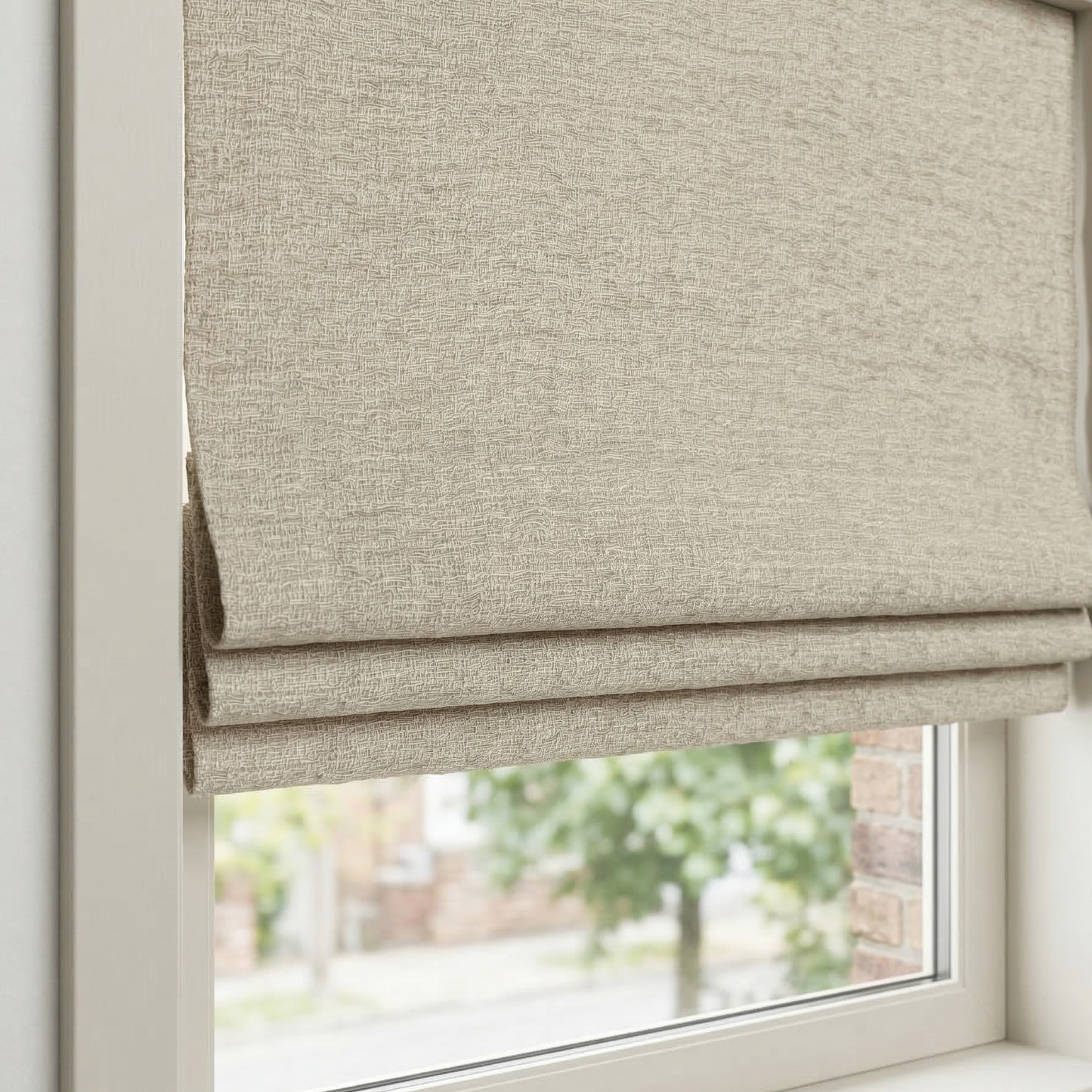 Textured Rustic Linen Blend Flat Roman Shade, CL1101