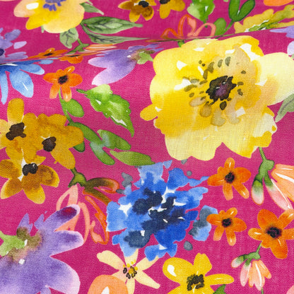 Floral Handkerchief Light Weight 100% Linen Fabric By The Yard, 58"Width, CL1103