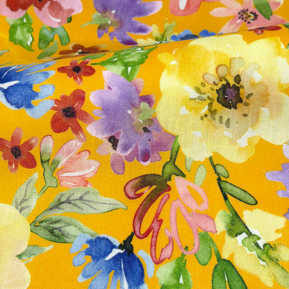 Floral Handkerchief Light Weight 100% Linen Fabric By The Yard, 58"Width, CL1103