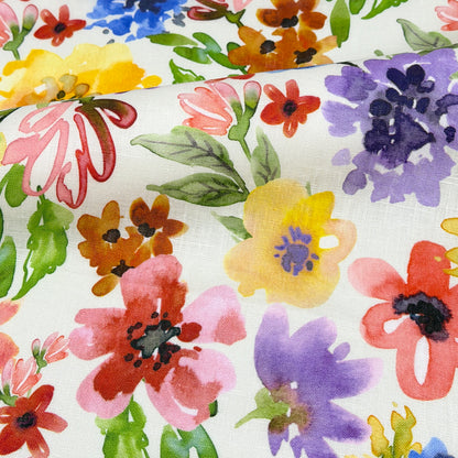 Floral Handkerchief Light Weight 100% Linen Fabric By The Yard, 58"Width, CL1103