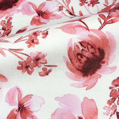 Water Roses Light Weight 100% Linen Fabric By The Yard, 57"Width, CL1105