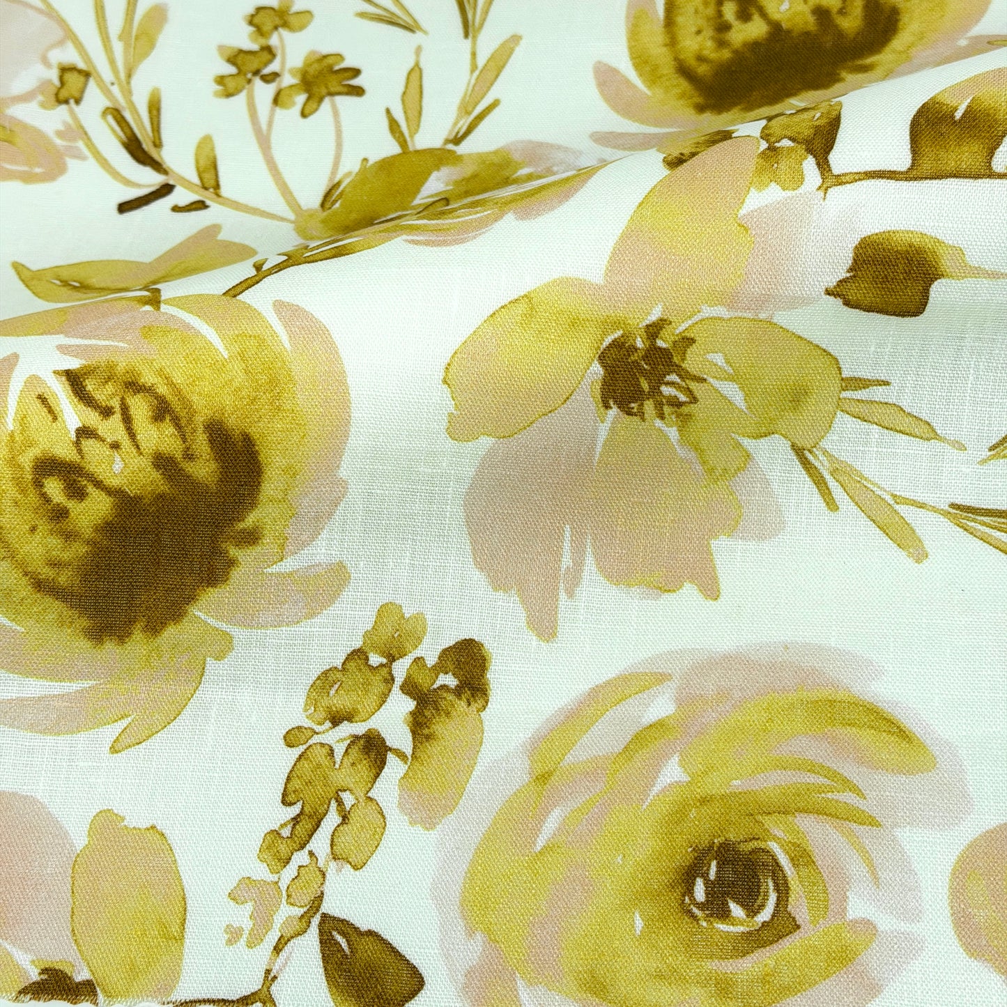 Water Roses Light Weight 100% Linen Fabric By The Yard, 57"Width, CL1105