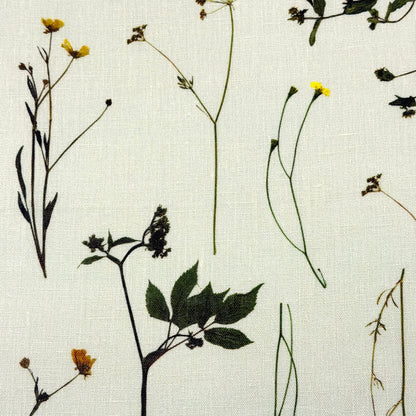 Bloom Plant Garden Print 100% Lightweight Linen Fabric by the Yard, 57"Width, CL1106