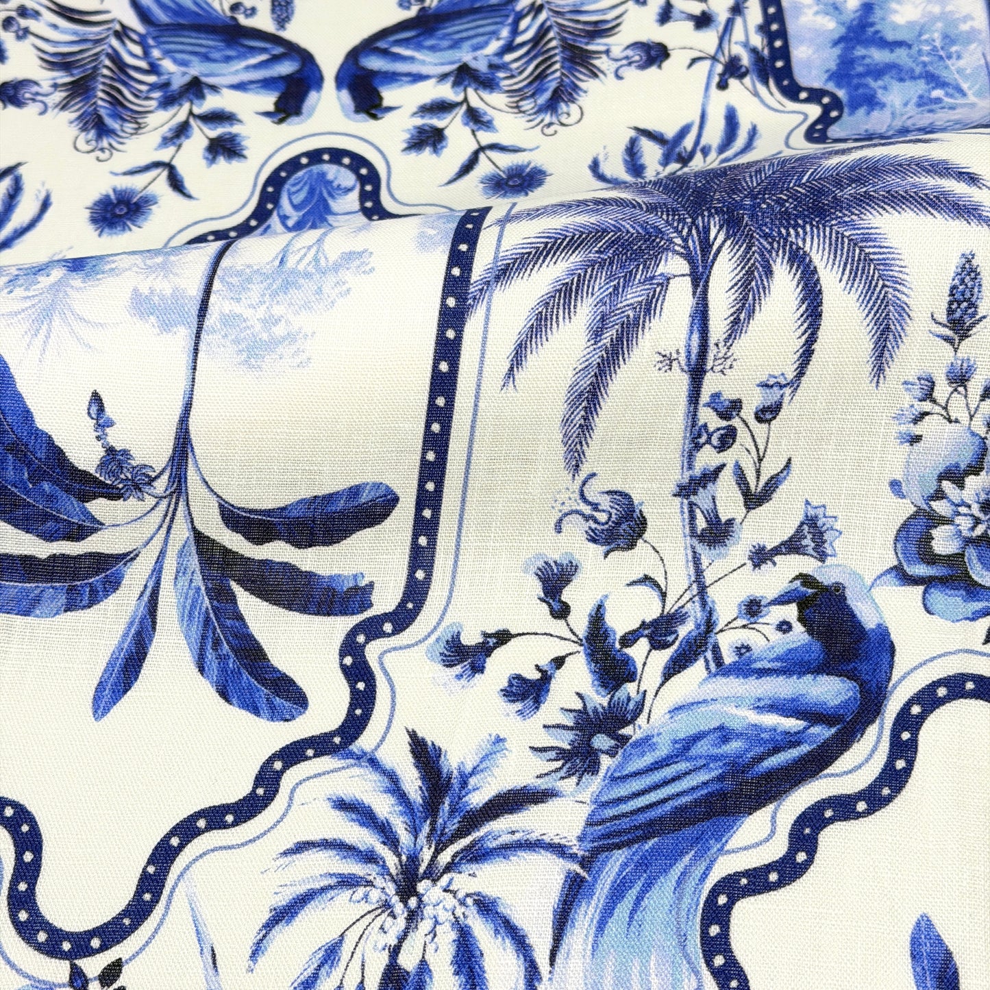 Palm Tree Tropical Handkerchief Light Weight 100% Linen Fabric By The Yard, 57"Width, CL1108