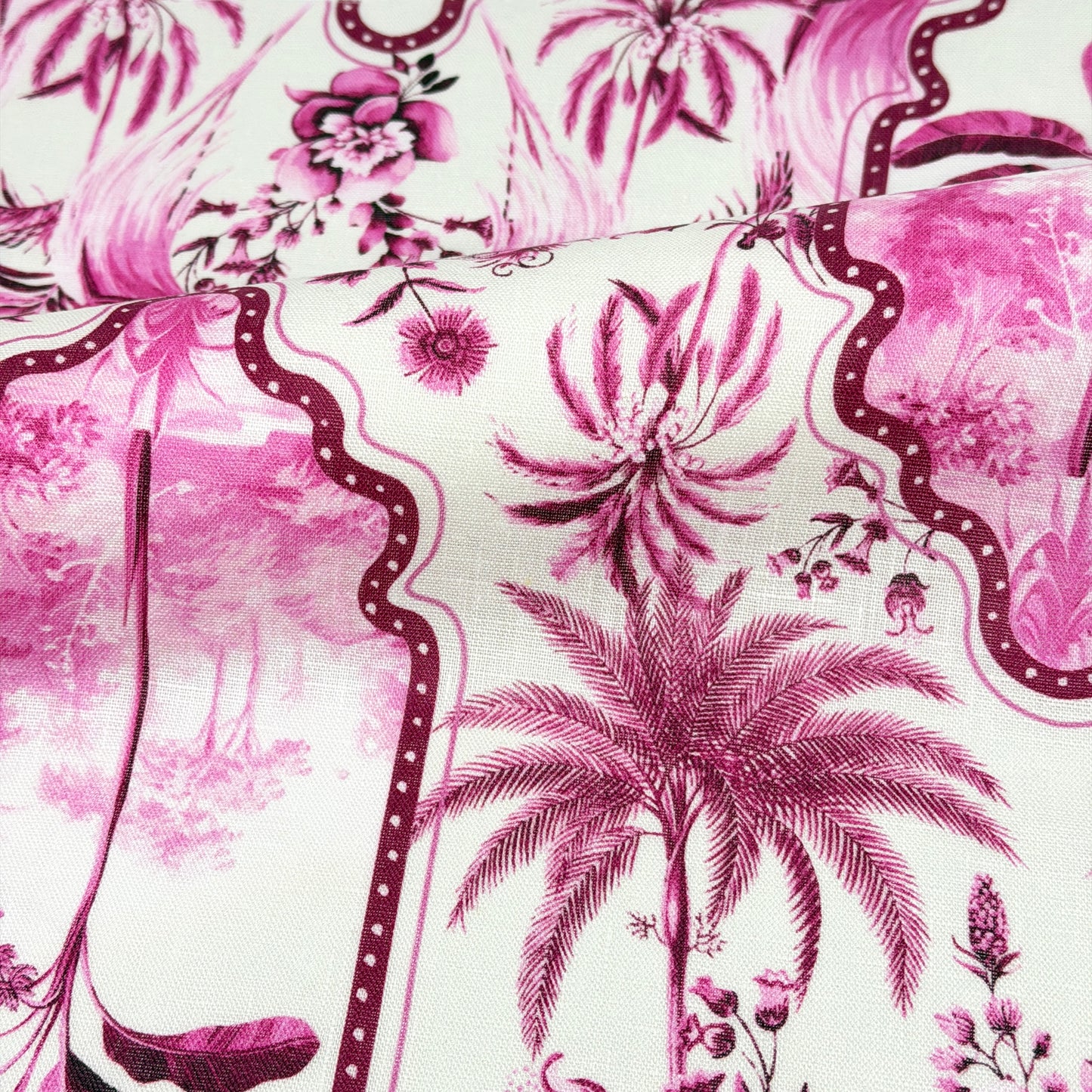 Palm Tree Tropical Handkerchief Light Weight 100% Linen Fabric By The Yard, 57"Width, CL1108