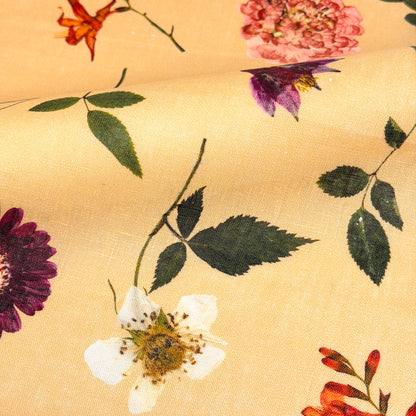 Floral Plants Handkerchief Light Weight 100% Linen Fabric By The Yard, 58"Width, CL1109