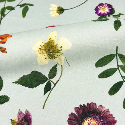 Floral Plants Handkerchief Light Weight 100% Linen Fabric By The Yard, 58"Width, CL1109