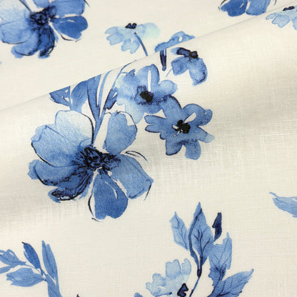 Ripples of bloom floral Handkerchief Light Weight 100% Linen Fabric By The Yard, 57"Width, CL1112