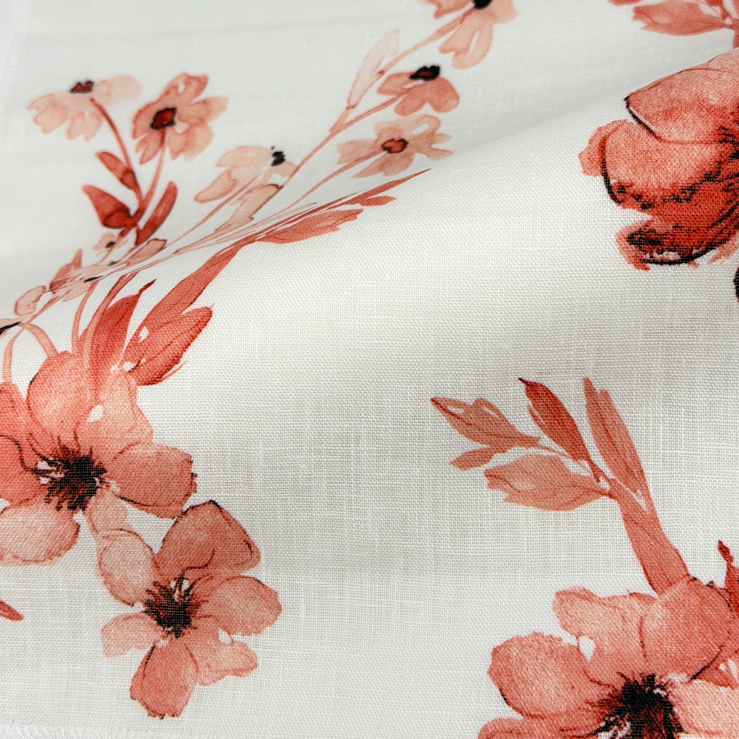 Ripples of bloom floral Handkerchief Light Weight 100% Linen Fabric By The Yard, 57"Width, CL1112
