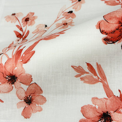 Ripples of bloom floral Handkerchief Light Weight 100% Linen Fabric By The Yard, 57"Width, CL1112