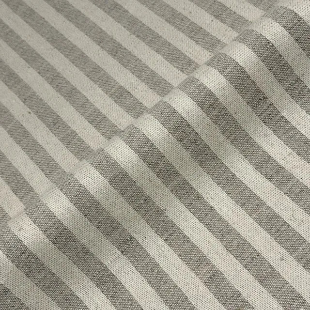 Beige and Tan Stripe 100% Linen Fabric By The Yard, 54"Width, CL1115