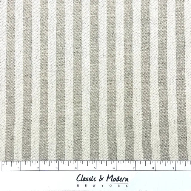 Beige and Tan Stripe 100% Linen Fabric By The Yard, 54"Width, CL1115