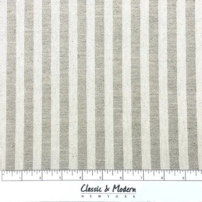 Beige and Tan Stripe 100% Linen Fabric By The Yard, 54"Width, CL1115