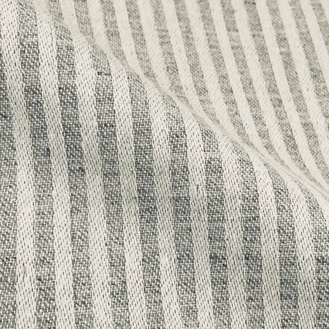 Beige and Tan Stripe 100% Linen Fabric By The Yard, 54"Width, CL1115