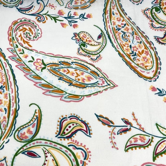 Heritage Paisley Handkerchief Lightweight 100% Linen Fabric by the Yard, 57"Width, CL1116
