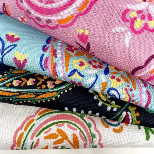 Heritage Paisley Handkerchief Lightweight 100% Linen Fabric by the Yard | 57"Width | CL1116