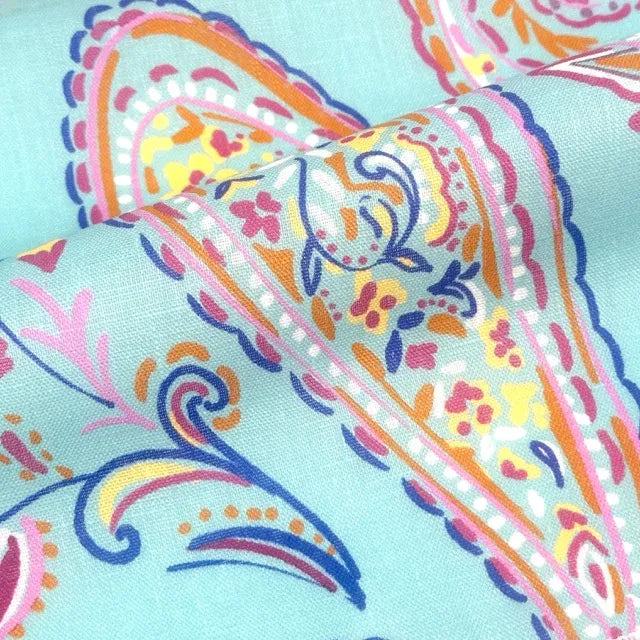 Heritage Paisley Handkerchief Lightweight 100% Linen Fabric by the Yard, 57"Width, CL1116