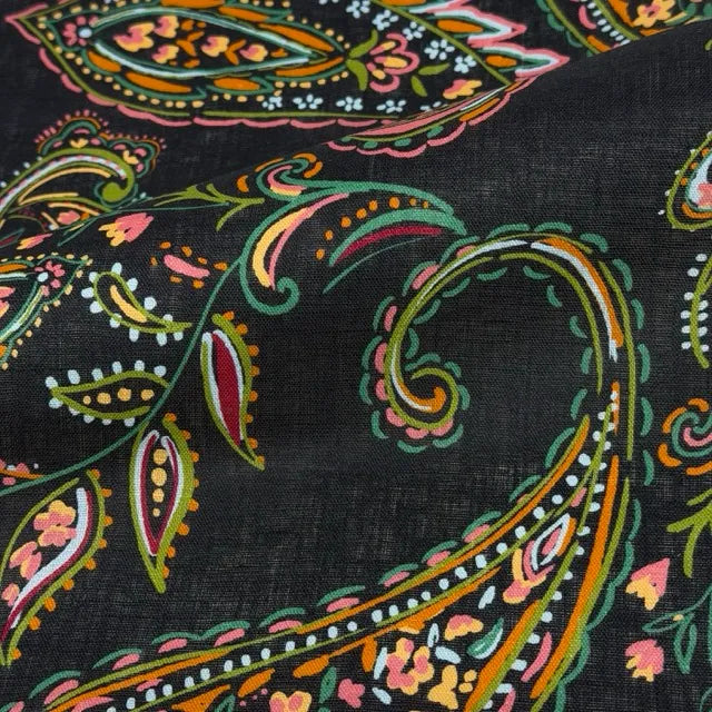 Heritage Paisley Handkerchief Lightweight 100% Linen Fabric by the Yard, 57"Width, CL1116