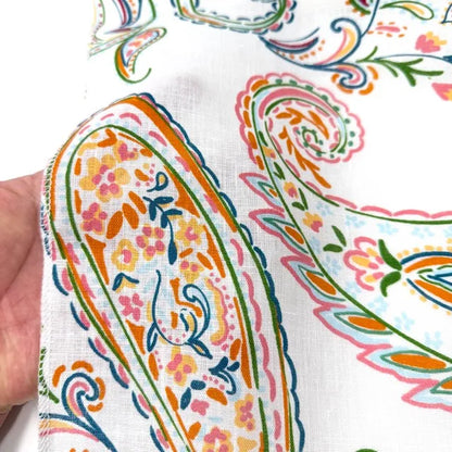 Heritage Paisley Handkerchief Lightweight 100% Linen Fabric by the Yard, 57"Width, CL1116