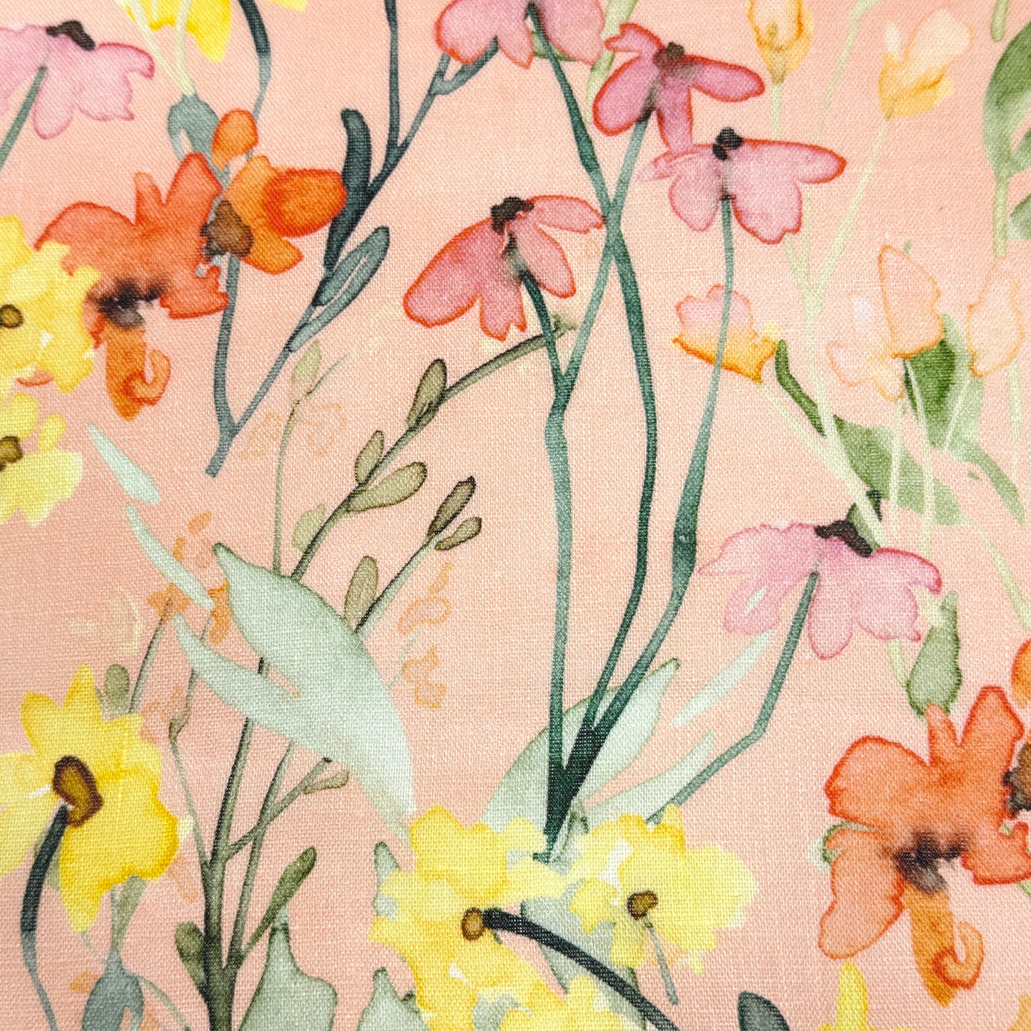 Water Color Floral Light Weight 100% Linen Relaxed Roman Shade, CL1117