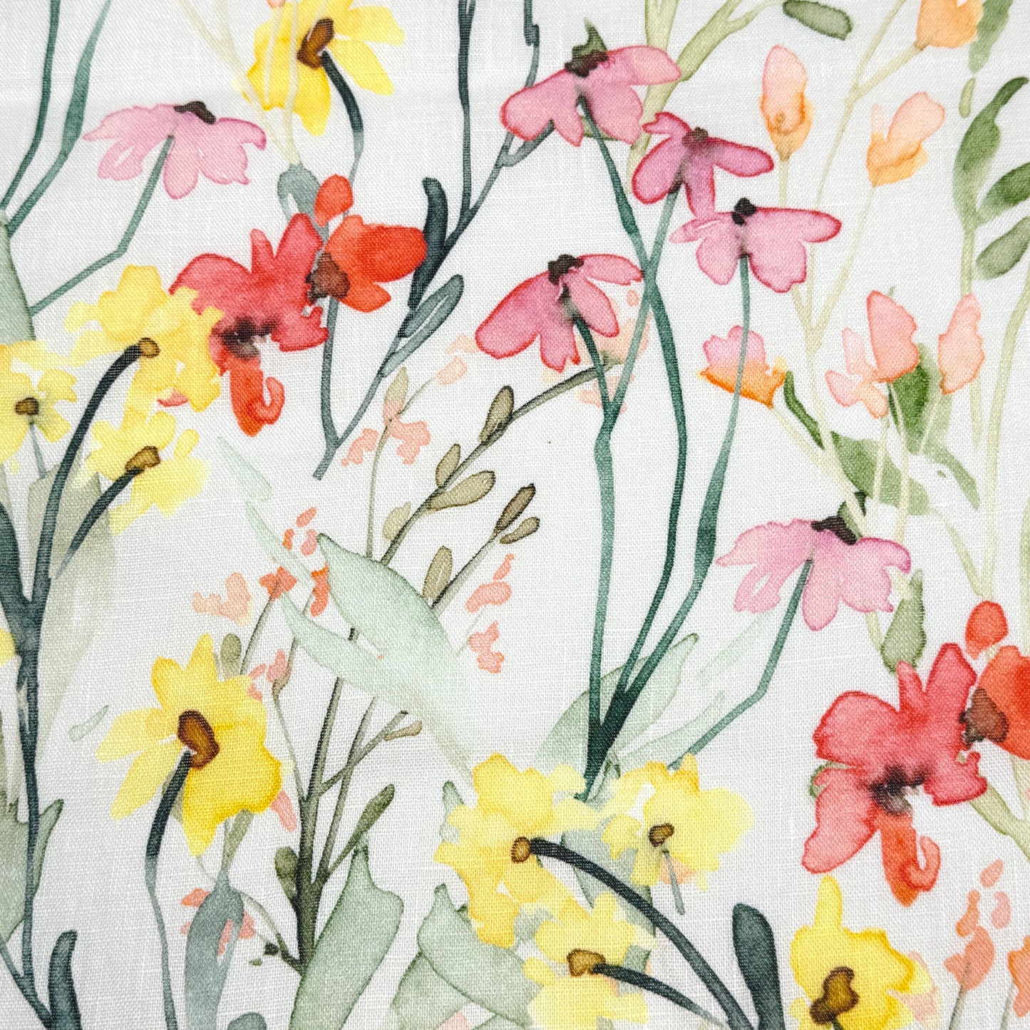 Water Color Floral Light Weight 100% Linen Relaxed Roman Shade, CL1117