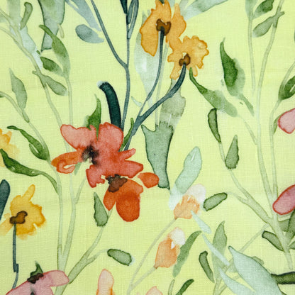 Water Color Floral Light Weight 100% Linen Relaxed Roman Shade, CL1117