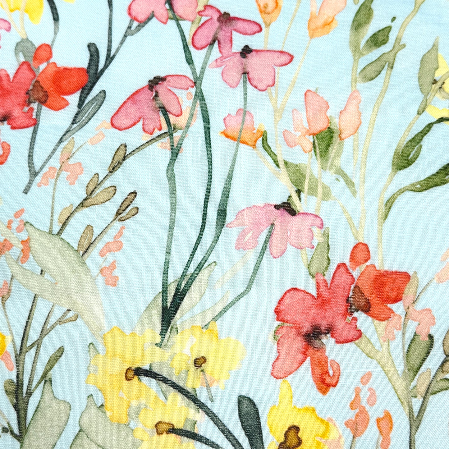 Water Multi Colors Floral Light Weight 100% Linen Fabric By The Yard, 57"Width, CL1117