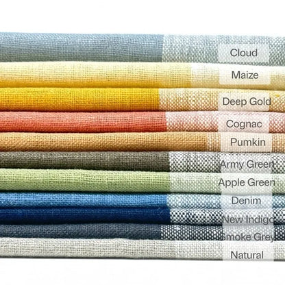 Checkered Square Multi Color 100% Linen Fabric by the Yard, 54"Width, CL1125