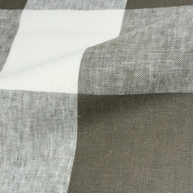Checkered Square Multi Color 100% Linen Fabric by the Yard, 54"Width, CL1125