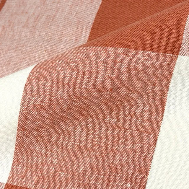 Checkered Square Multi Color 100% Linen Fabric by the Yard, 54"Width, CL1125